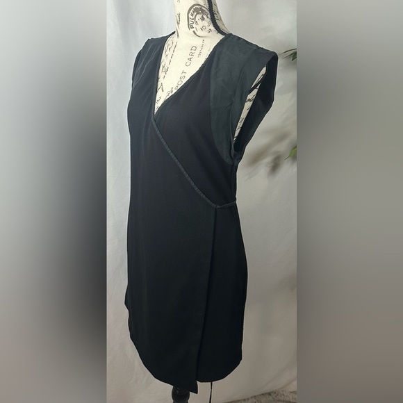 Free People “Lindsey” Wrap Mixed Media Mini Dress – Size S Petite - Picture 8 of 12